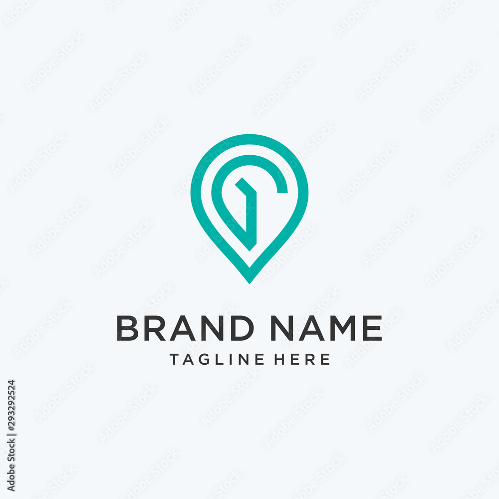 Fototapeta premium Letter G with pin map logo design icon vector