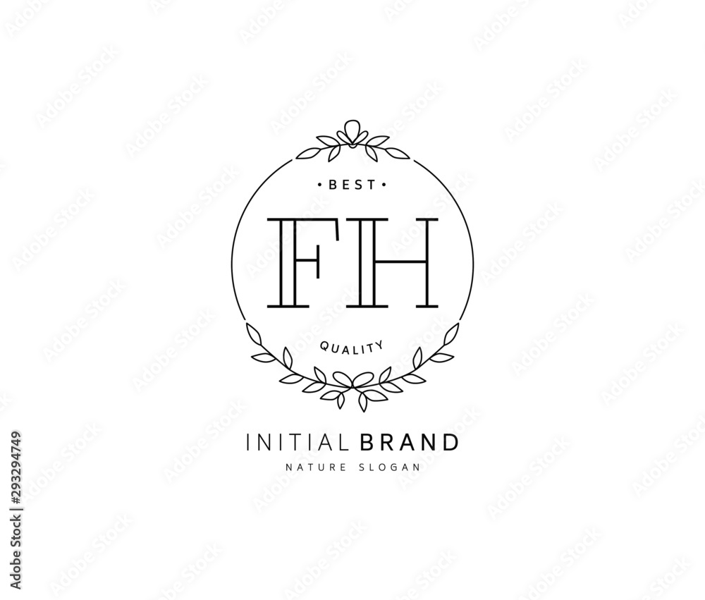 F H FH Beauty vector initial logo, handwriting logo of initial signature, wedding, fashion, jewerly, boutique, floral and botanical with creative template for any company or business.