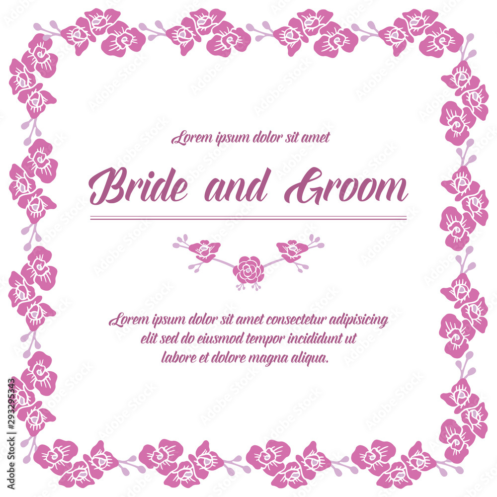 Pattern of flower frame, for banner bride and groom. Vector