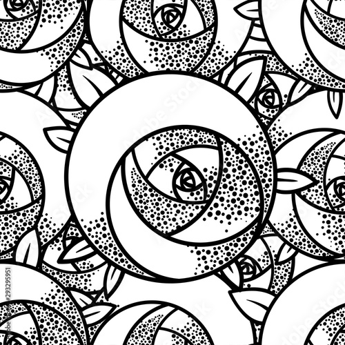 Geometric rose flower. Seamless Pattern. Art deco style inspired.
