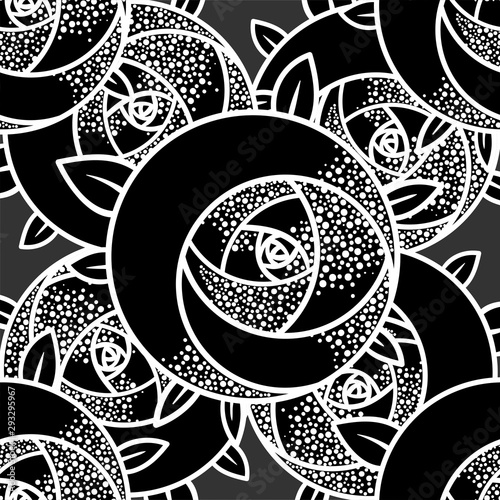 Geometric rose flower. Seamless Pattern. Art deco style inspired.