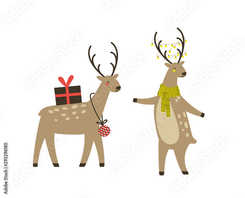 Christmas reindeer. Cute deer.