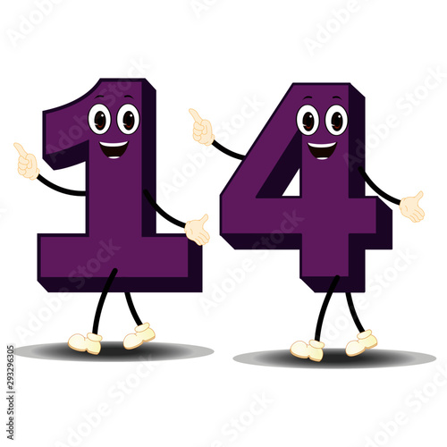 Number Fourteen - Cartoon Vector Image