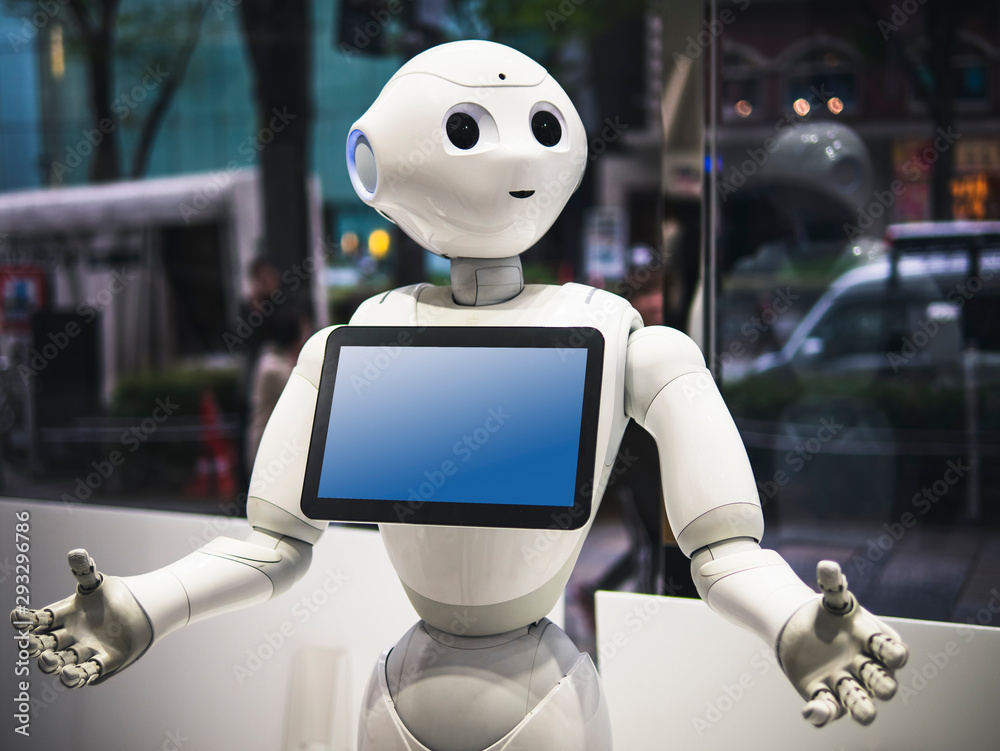 Pepper Robot Assistant Humanoid display Information on Tablet screen Japan  Technology service. TOKYO, JAPAN - APR 16, 2018 Stock Photo | Adobe Stock