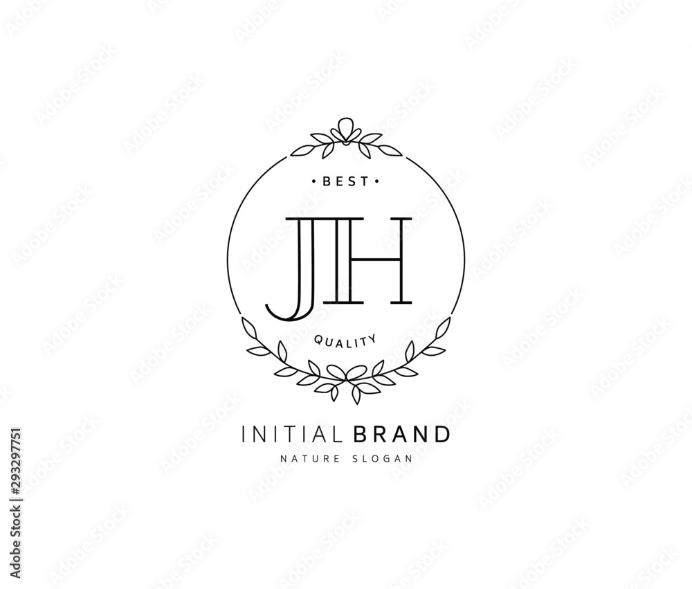 J H JH Beauty vector initial logo, handwriting logo of initial signature, wedding, fashion, jewerly, boutique, floral and botanical with creative template for any company or business.