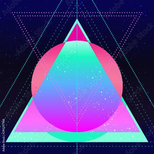 Retro futurism. Vintage 80s or 90s geometric style abstract background. Good design for textile t-shirt print design, flyer and poster background. Futuristic vector illustration