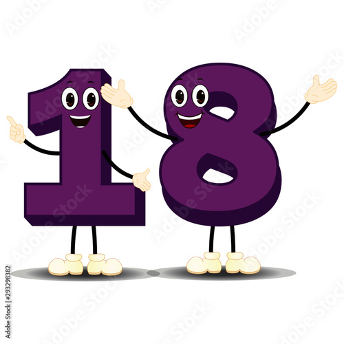 Number Eighteen - Cartoon Vector Image