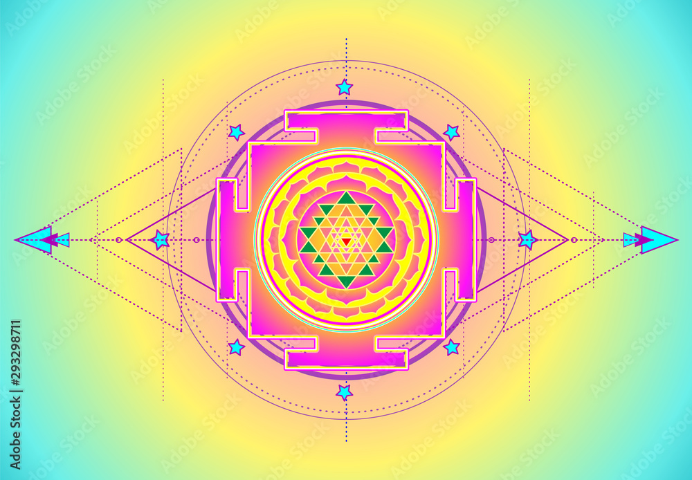 The Sri Yantra or Sri Chakra, form of mystical diagram, Shri Vidya ...