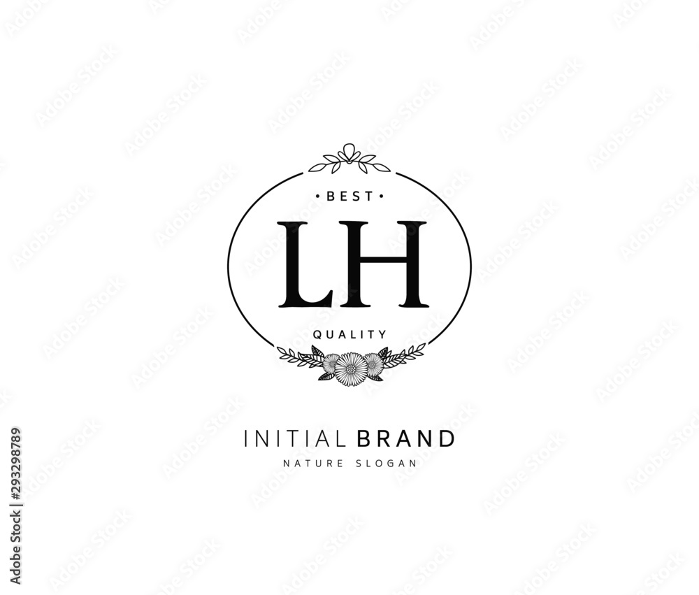 L H LH Beauty vector initial logo, handwriting logo of initial signature, wedding, fashion, jewerly, boutique, floral and botanical with creative template for any company or business.