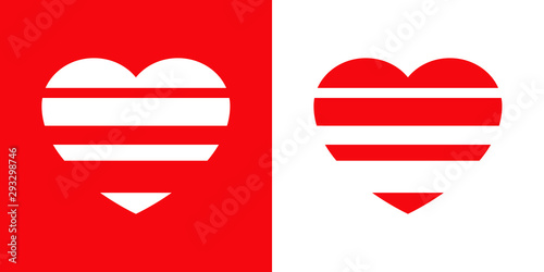 Logotipo con corazón con espacio negativo horizontal en rojo y blanco