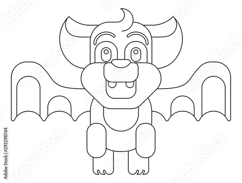 A Halloween cute vampire bat in a cartoon in ouline