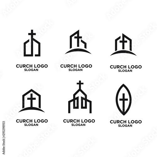 Fotomurale set church minimal logo icon designs