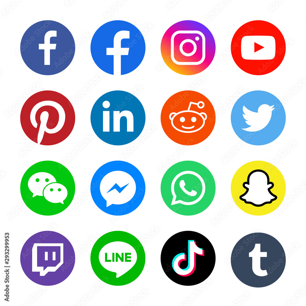 Round circle social media or social network flat vector icon for apps and  websites Stock Vector | Adobe Stock