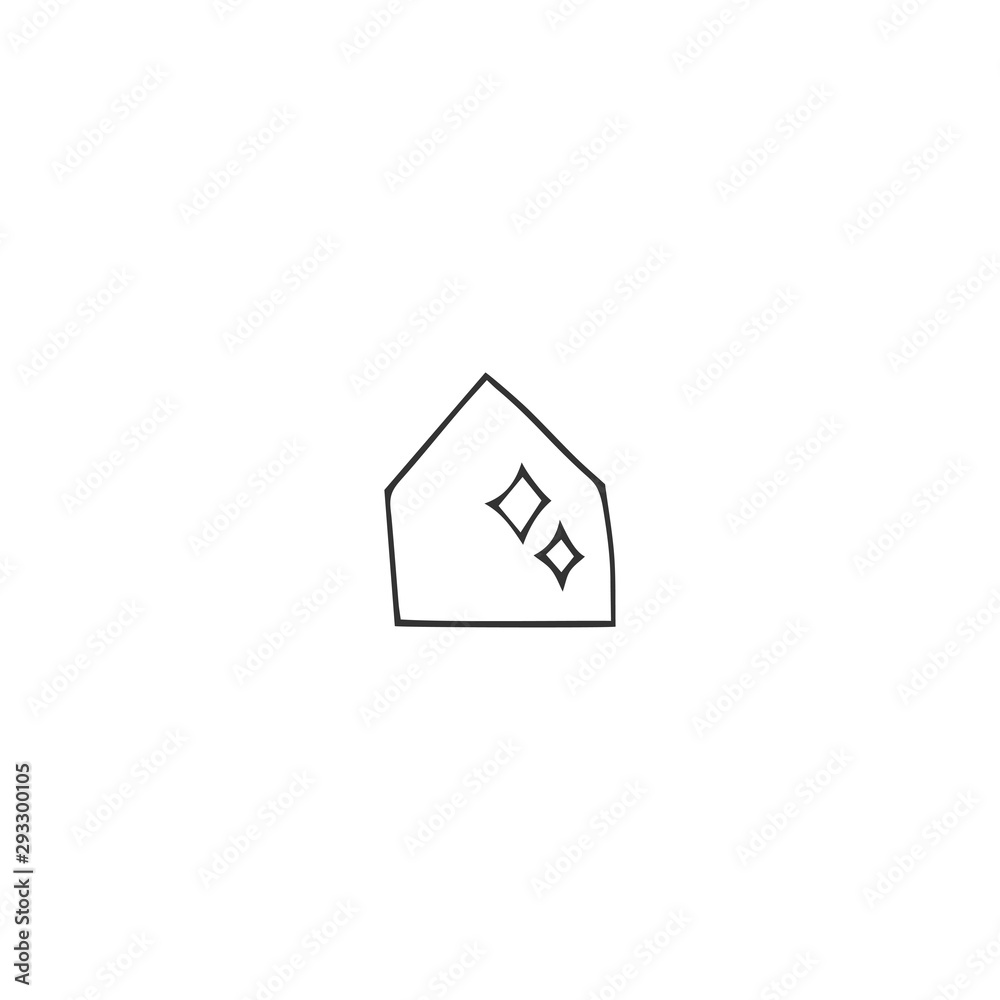 Vector hand drawn icon. Clean house silhouette. Housekeeping and home repairs theme.