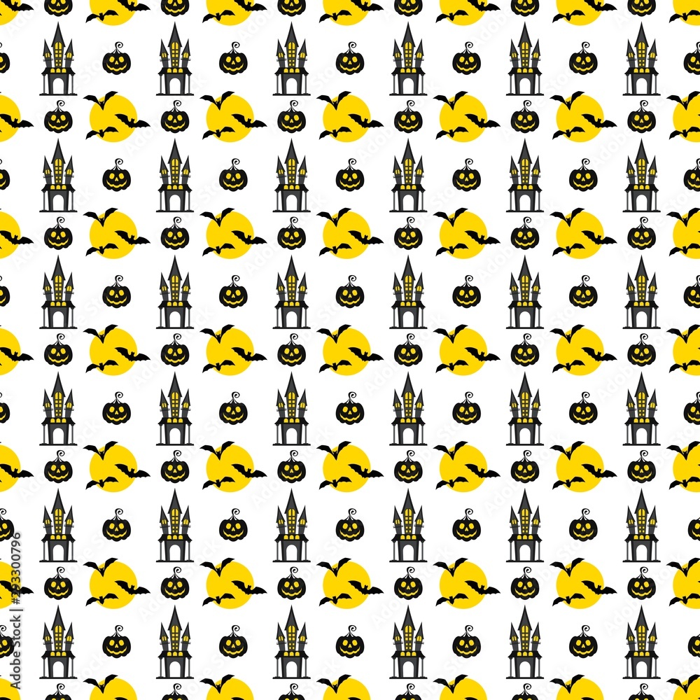 Fototapeta premium Seamless pattern. Castle, moon, bat