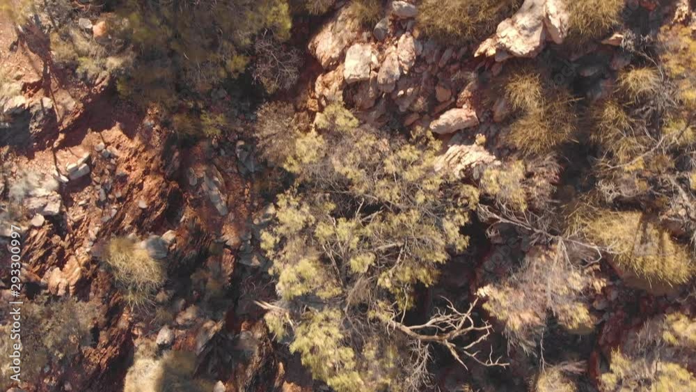 Aerial overhead, Rocky ground and native bush, Australia Aerial overhead, Rocky ground and native bush, Australia