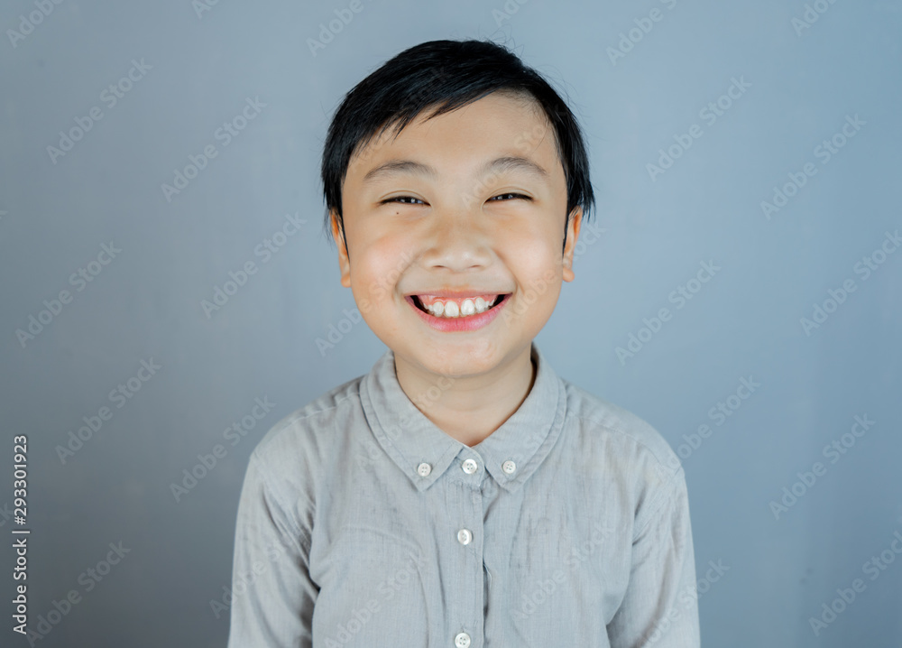 Portrait little boy smile for happy time concept