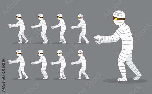 Mummy Side Cartoon Animation Frame Walking Vector