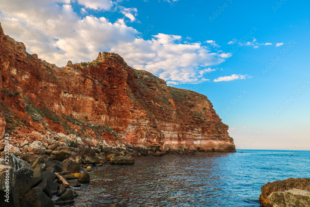 Papier Peint photo Lavable Beautiful sandy red rocks near Bolata beach.  Black sea, Bulgaria - Nikkel-Art.fr