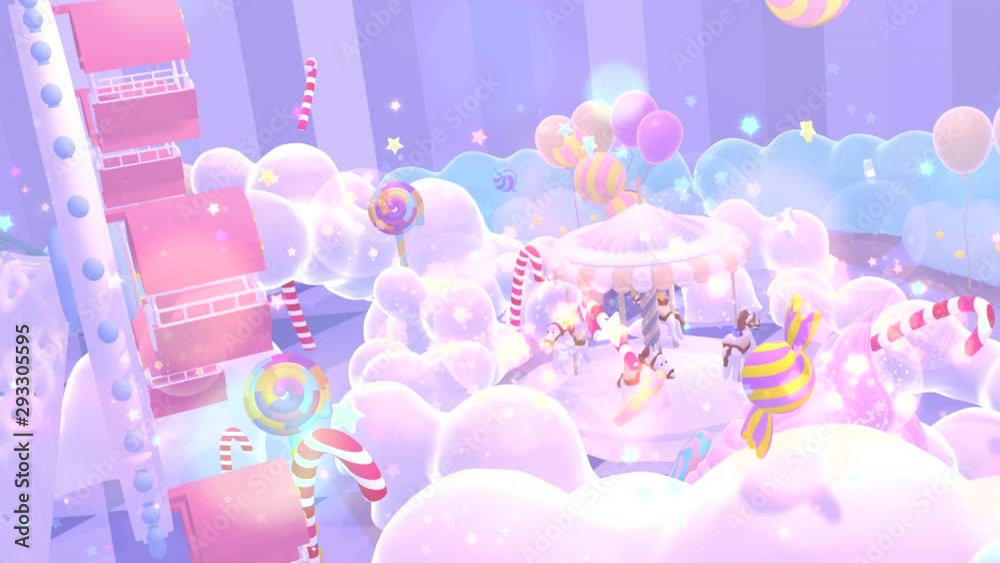 Looped 3d cartoon amusement park animation.