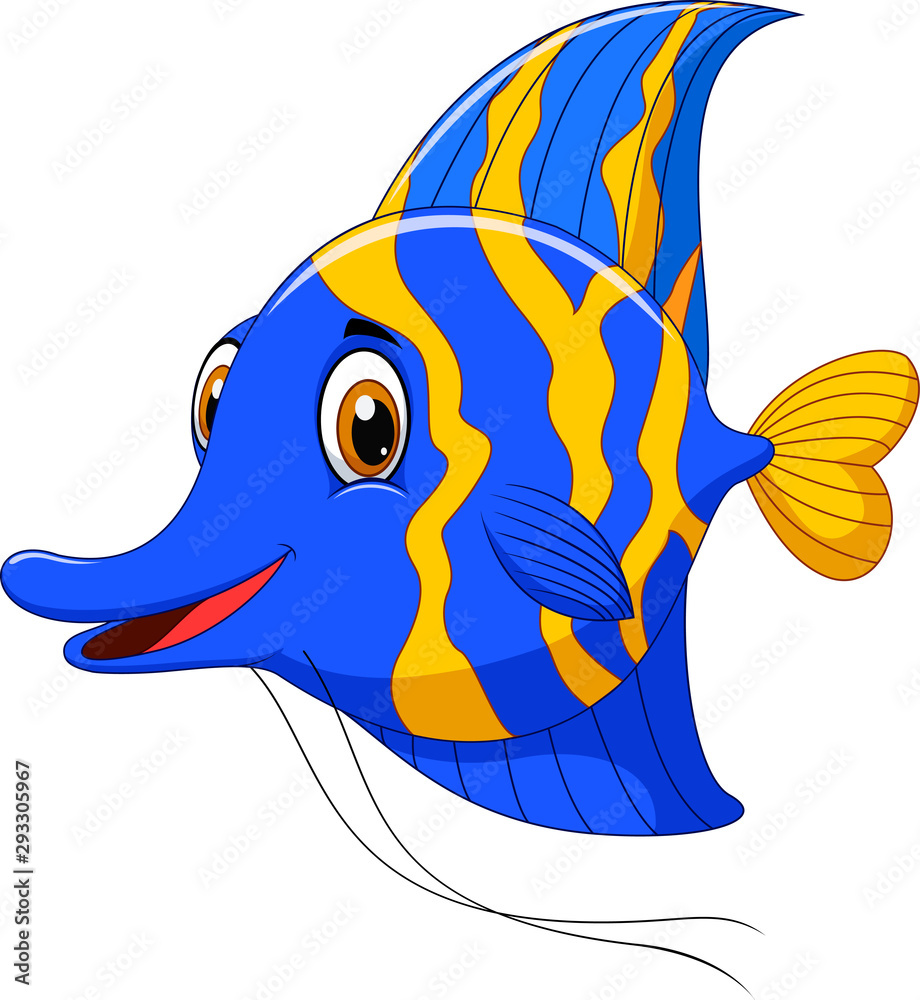 Cute angelfish cartoon isolated on white background Stock Vector | Adobe Stock Cute angelfish cartoon isolated on white background Stock Vector | Adobe Stock