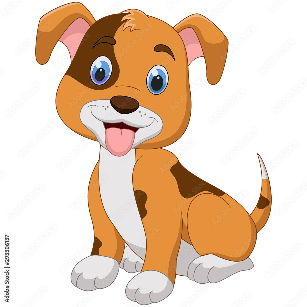 Cute little dog cartoon isolated on white background Cute little dog cartoon isolated on white background