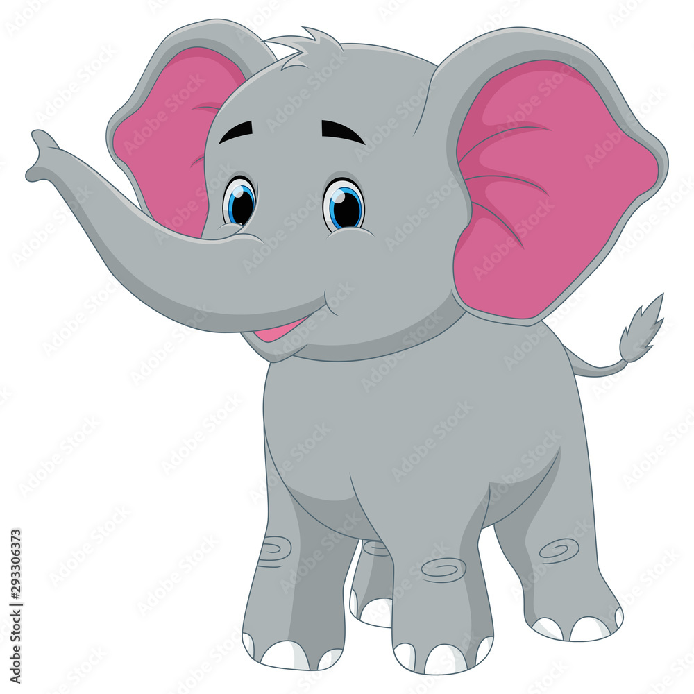 Cute cartoon happy baby elephant smile illustration Stock Vector | Adobe  Stock