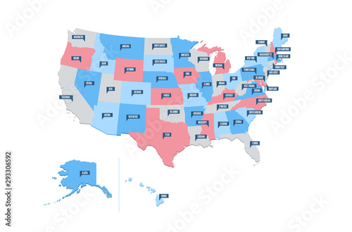 United States of America USA Regions Map Vector Illustration
