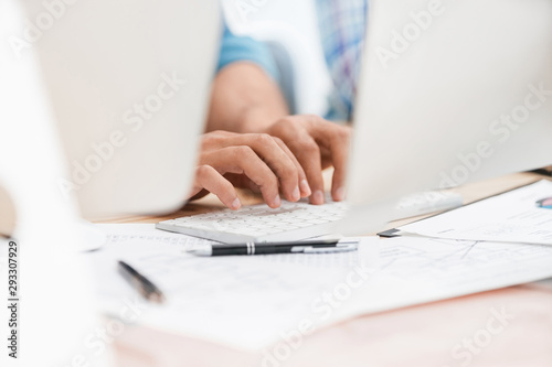close up. background image of employees typing on the computer keyboard