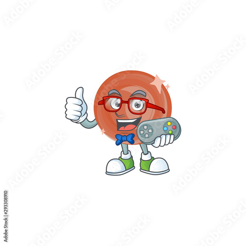 Gamer bronze coin cartoon on white background