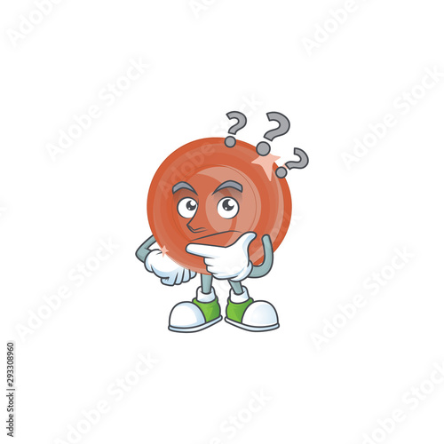 Thinking bronze coin cartoon on white background