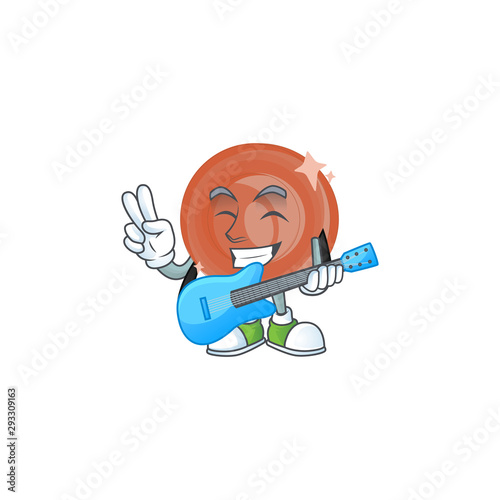 With guitar bronze coin cartoon on white background