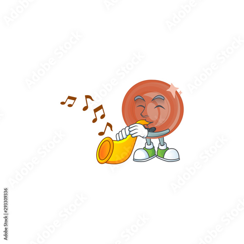 With trumpet bronze coin cartoon on white background