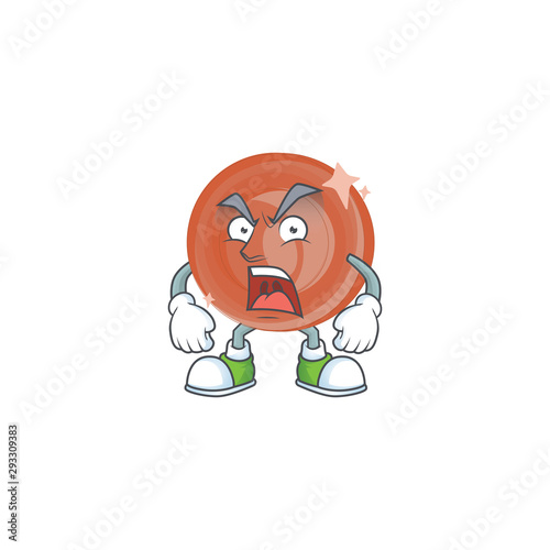Angry bronze coin cartoon on white background