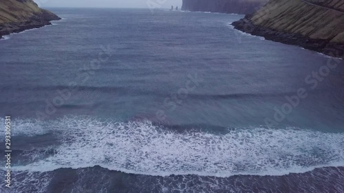 Aerial view of Tijornuvik bay on Streymoy, Faroe Islands, Denmark