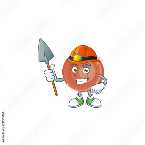 Miner bronze coin cartoon on white background