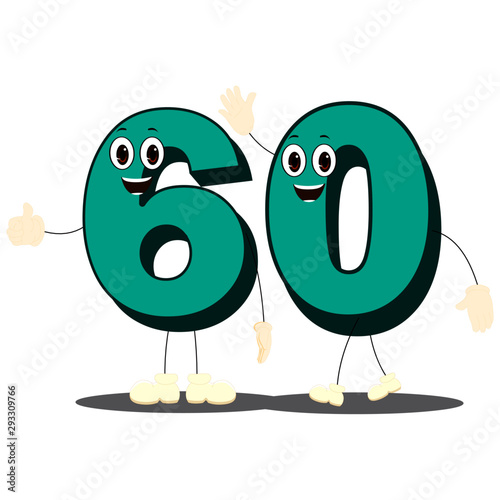Number Sixty - Cartoon Vector Image
