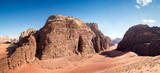 Panoramic view of the hidden valley at Wadi Rum desert, southern Jordan