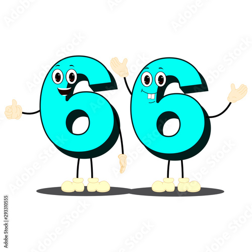 Number Sixty Six - Cartoon Vector Image