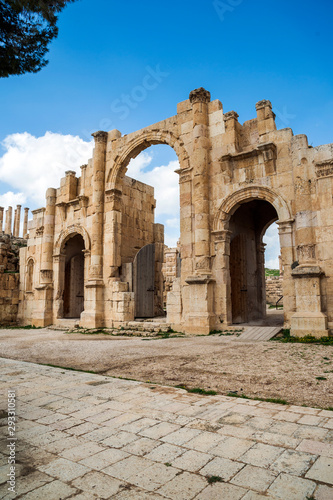 South gate ruins in the ancient roman city of Jerash, Gerasa Governorate, Jordan