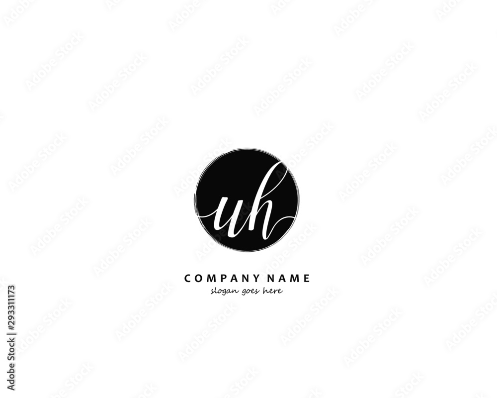 UH Initial handwriting logo vector UH Initial handwriting logo vector
