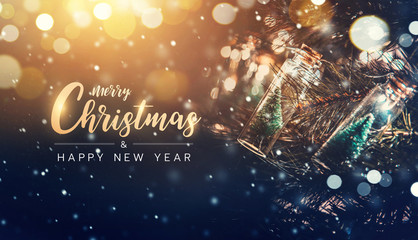 Merry Christmas and happy new year concept, Close up, Elegant Christmas tree in glass jar decoration.