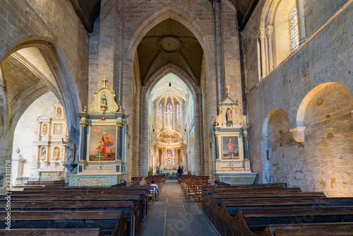 interior view of the historic Basilica de Saint-Sauveur church in the Breton town of Dinan