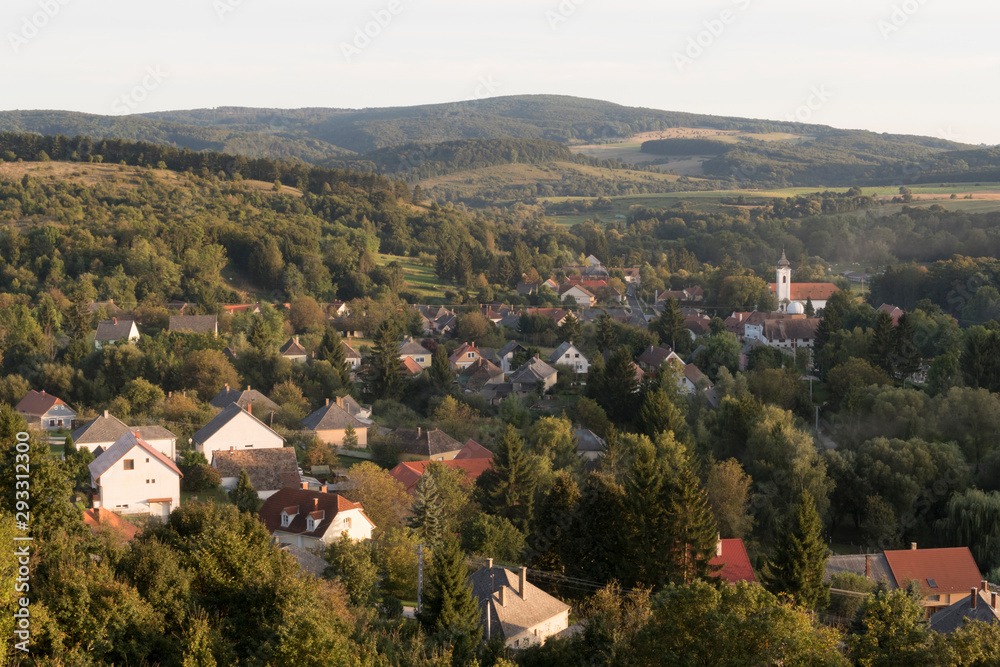 View of Bakonybel a small picturesque village in a Bakony mountainous region in Transdanubia; Hungary.