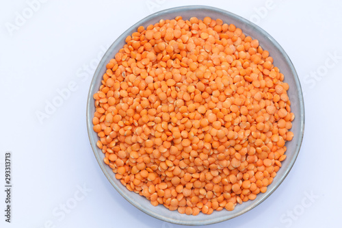 Bowl of red lentils.