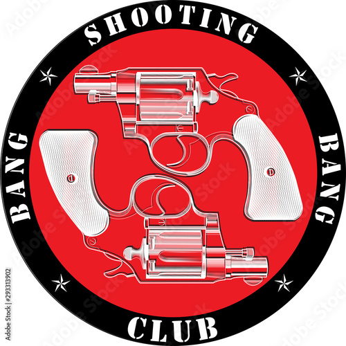 shooting club logo - vector image with two revolvers and inscription