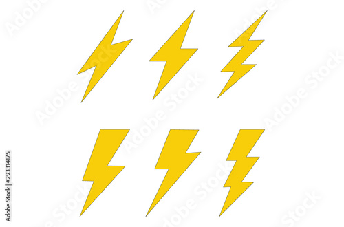 Set Lightning bolt. Thunderbolt, lightning strike, Modern flat style vector illustration.