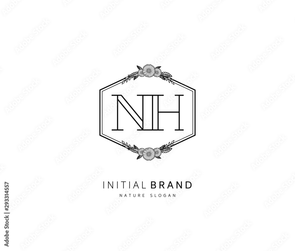 N H NH Beauty vector initial logo, handwriting logo of initial signature, wedding, fashion, jewerly, boutique, floral and botanical with creative template for any company or business. N H NH Beauty vector initial logo, handwriting logo of initial signature, wedding, fashion, jewerly, boutique, floral and botanical with creative template for any company or business.