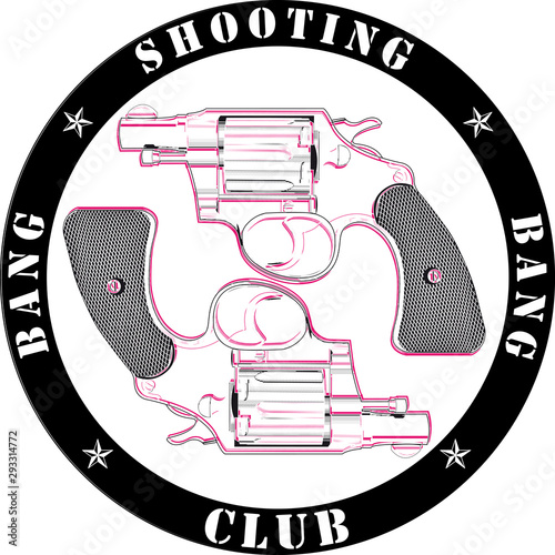 shooting club logo - vector image with two revolvers and inscription	