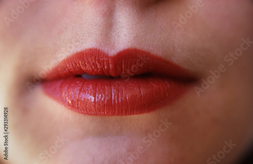 Close up detail of female face and lips